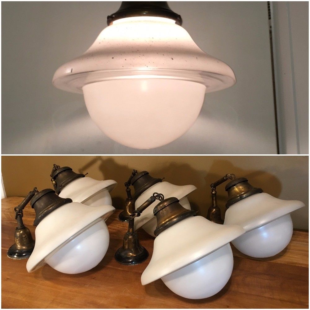 Five 1920s Chandeliers Antique Art Deco Pendant Ceiling Light Fixture UFO Saucer