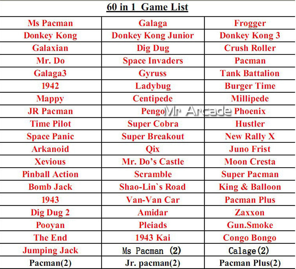 2017 new Jamma 60 in 1 Game PCB for Cocktail Arcade Machine