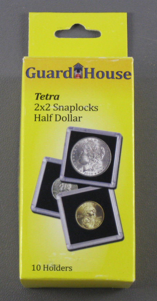 10 - 2x2 Guardhouse Tetra Plastic Snaplock Coin Holders for Half Dollar