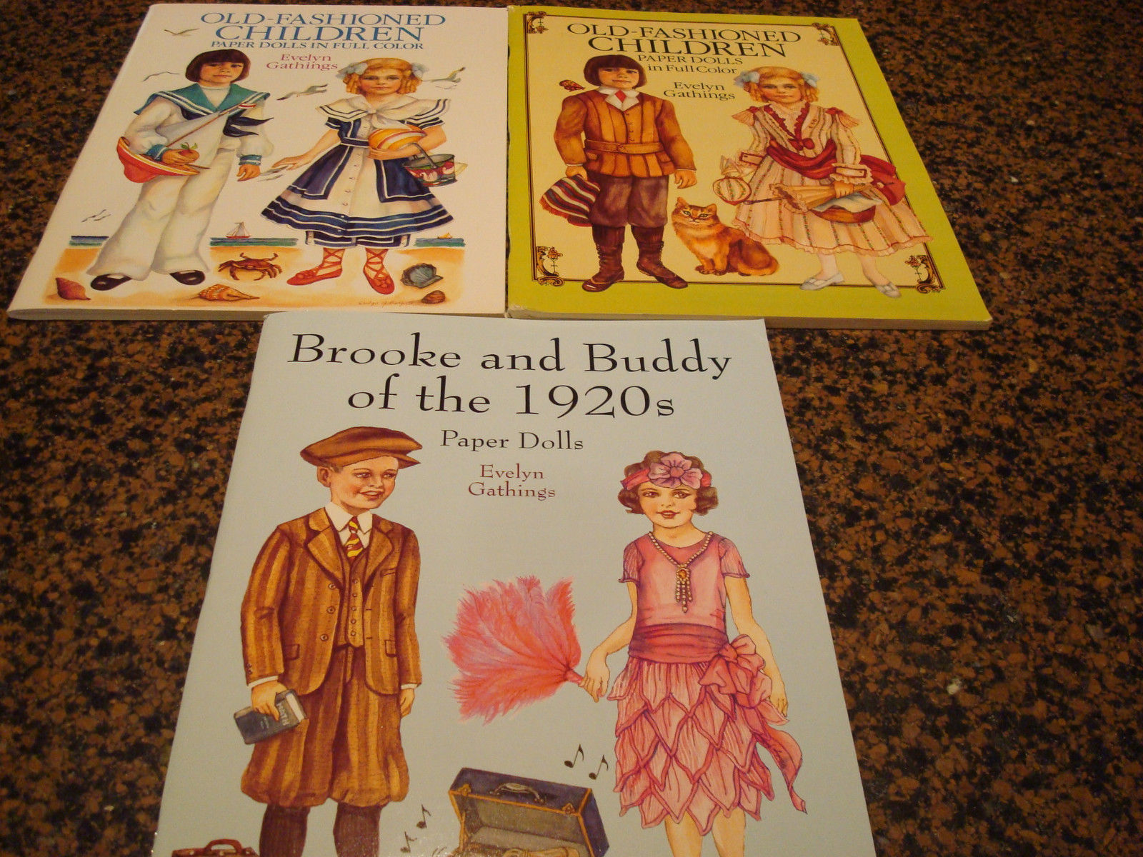 3 VINTAGE PAPER DOLL SETS B Y EVELYN GATHINGS OLD FASHIONED CHILDREN 1920'S