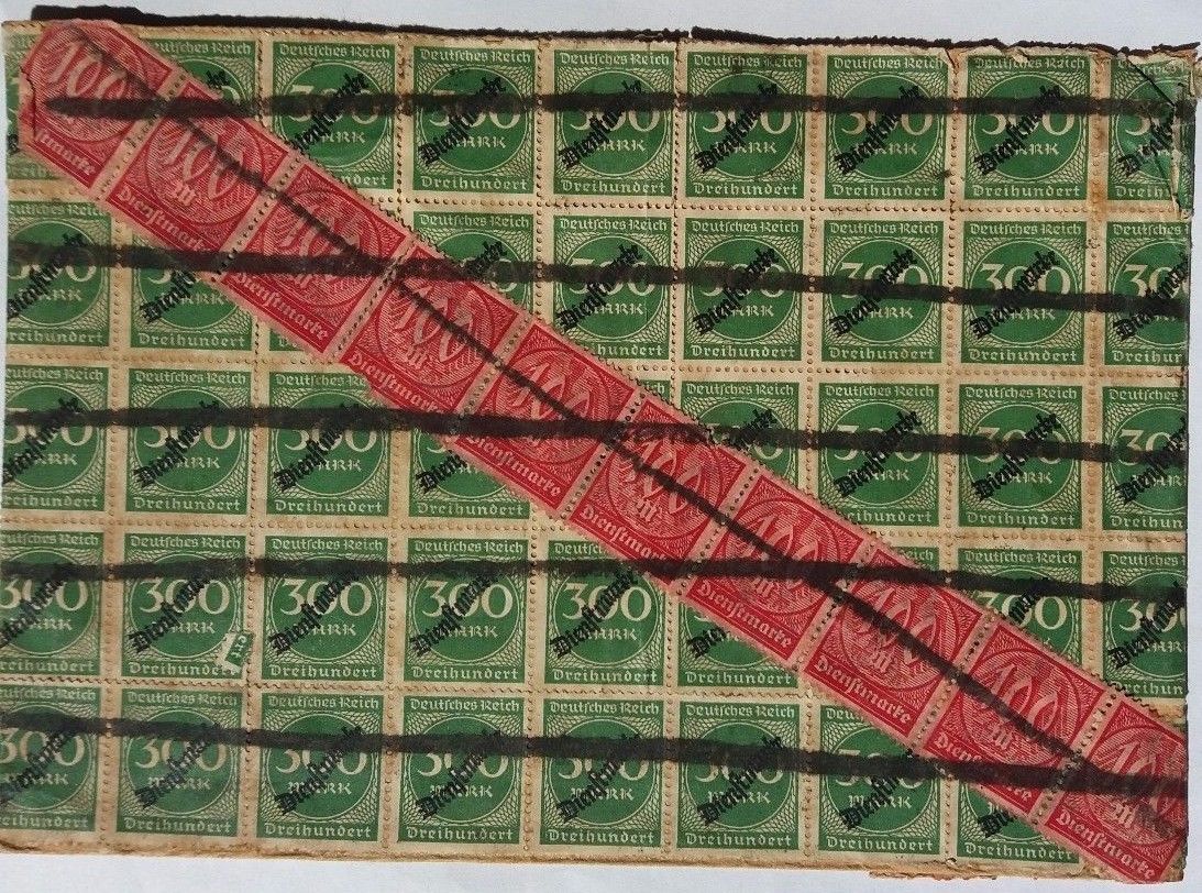 GERMANY 1923 INFLATION PERIOD COVER WITH 75 X OFFICIAL STAMPS CASSEL