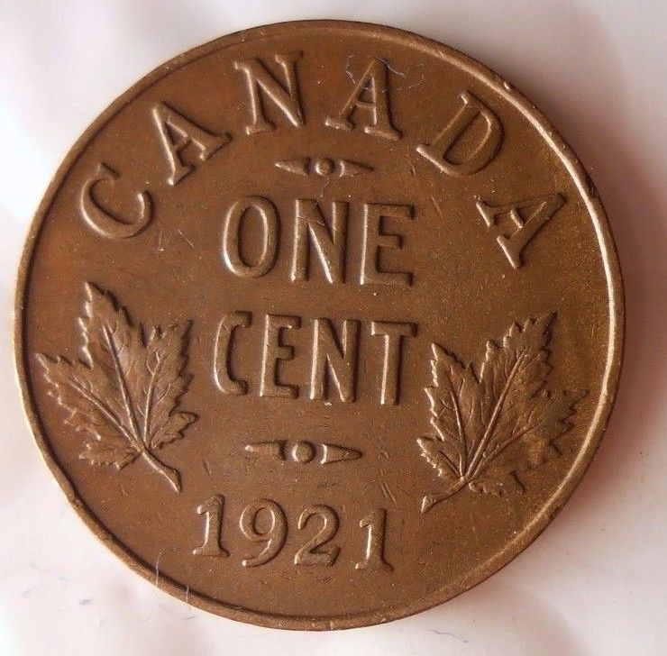 1921 CANADA CENT - Scarce Early Date Coin - FREE SHIPPING - Big Canada Bin