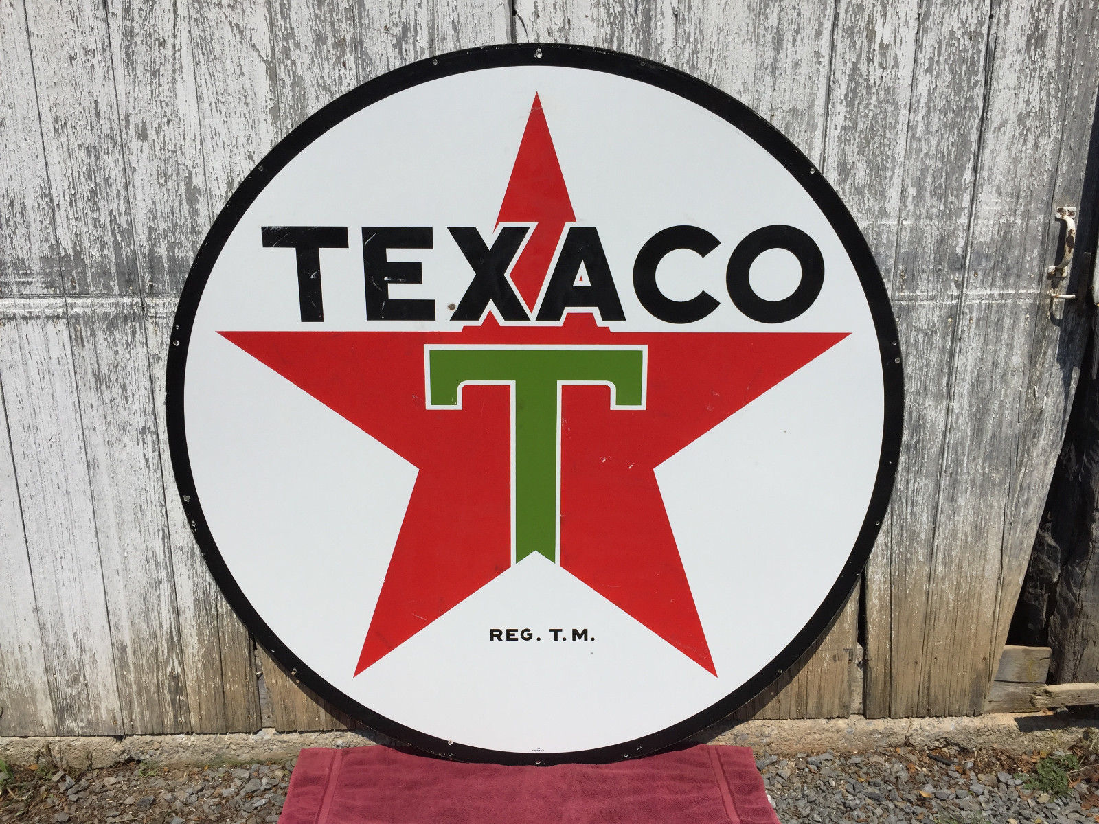 Original 72" Texaco Gasoline Double-sided Porcelain Sign