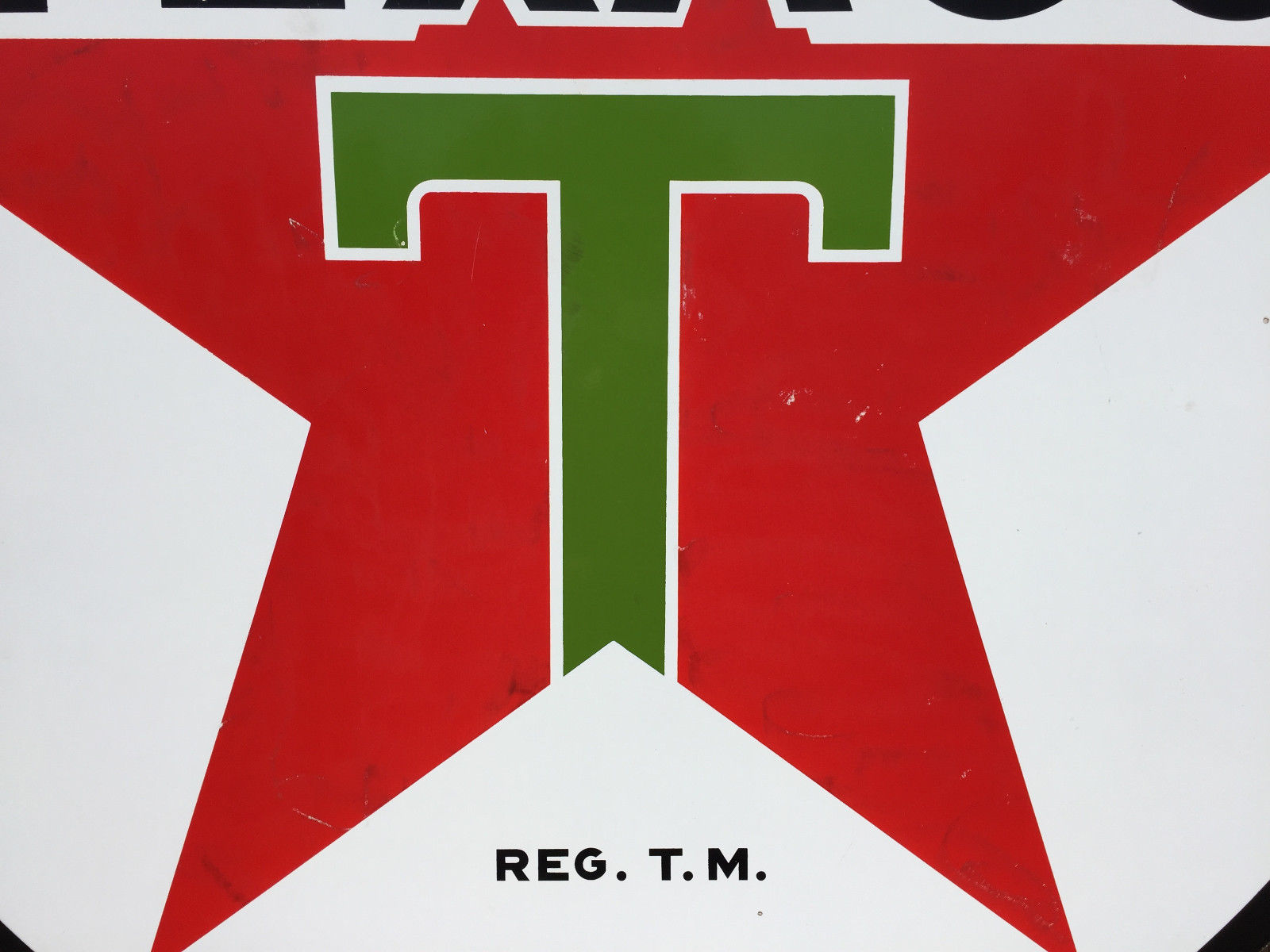 Original 72" Texaco Gasoline Double-sided Porcelain Sign