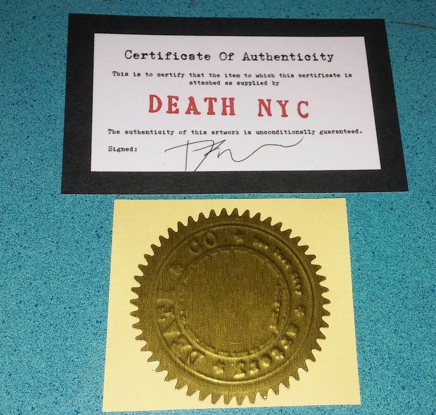 DEATH NYC original signed art mixed media COA cardboard 1/1 Audrey Hepburn faile