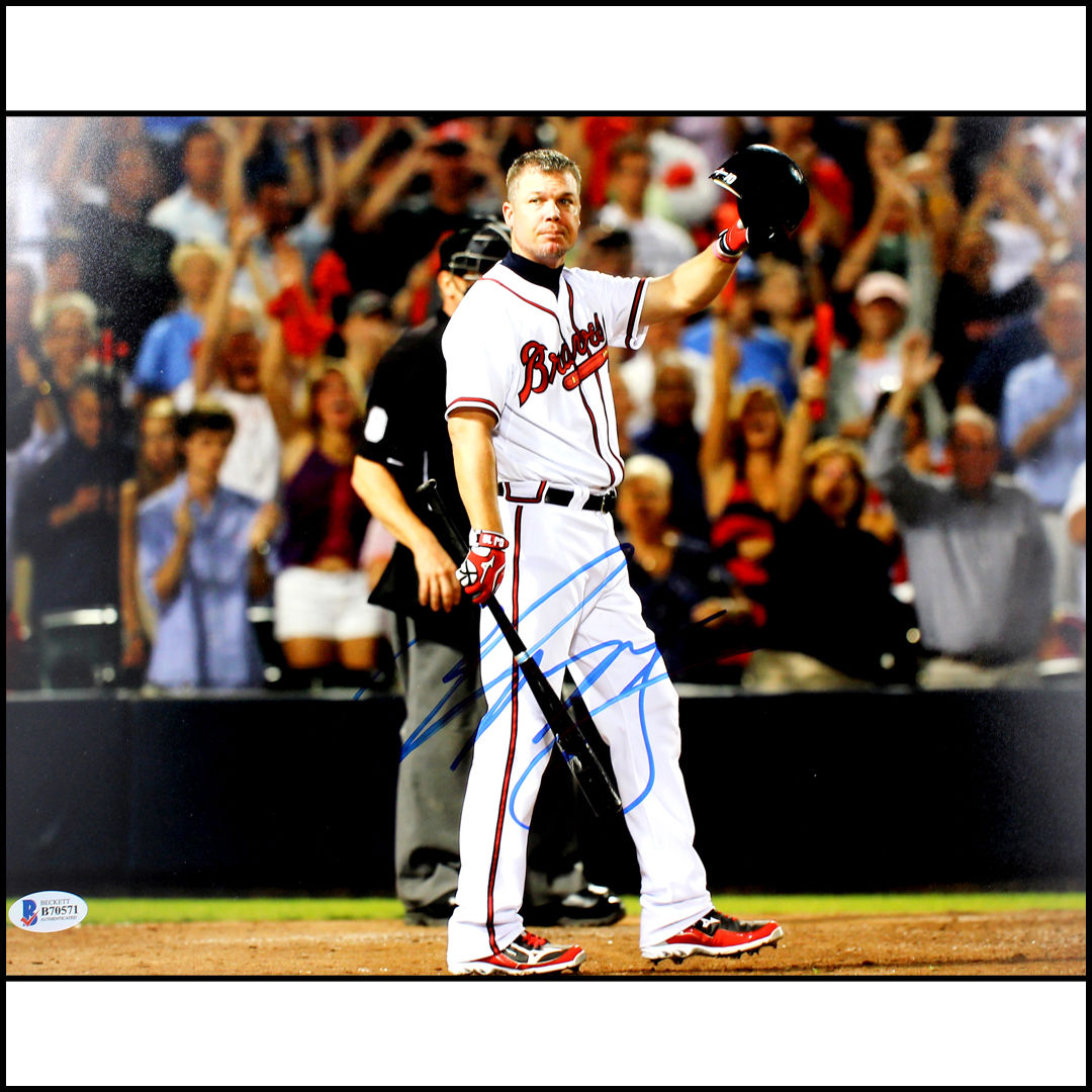 CHIPPER JONES AUTOGRAPHED SIGNED 11X14 PHOTO PICTURE BASEBALL BRAVES BECKETT COA