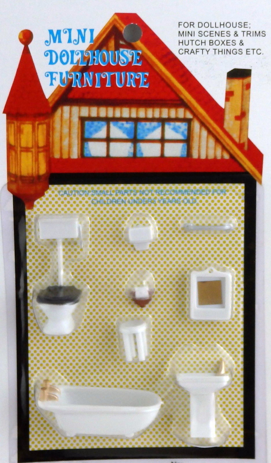 Dolls House Minaiture 1:48 Scale Plastic Bathroom Furniture Set Suite