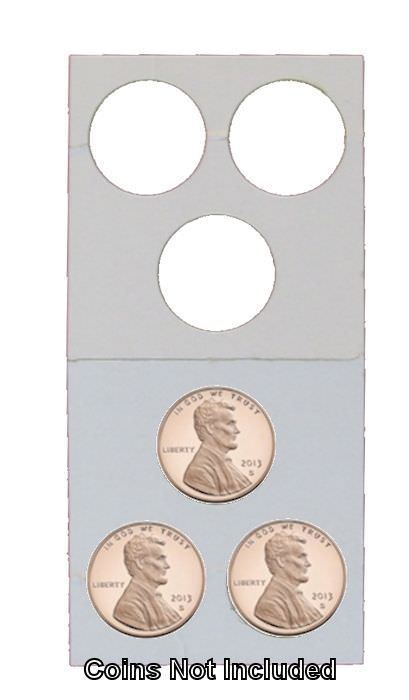 3 Hole - Penny/Cent Guardhouse 2x2 Mylar/Cardboard Coin Flips, 50 pk