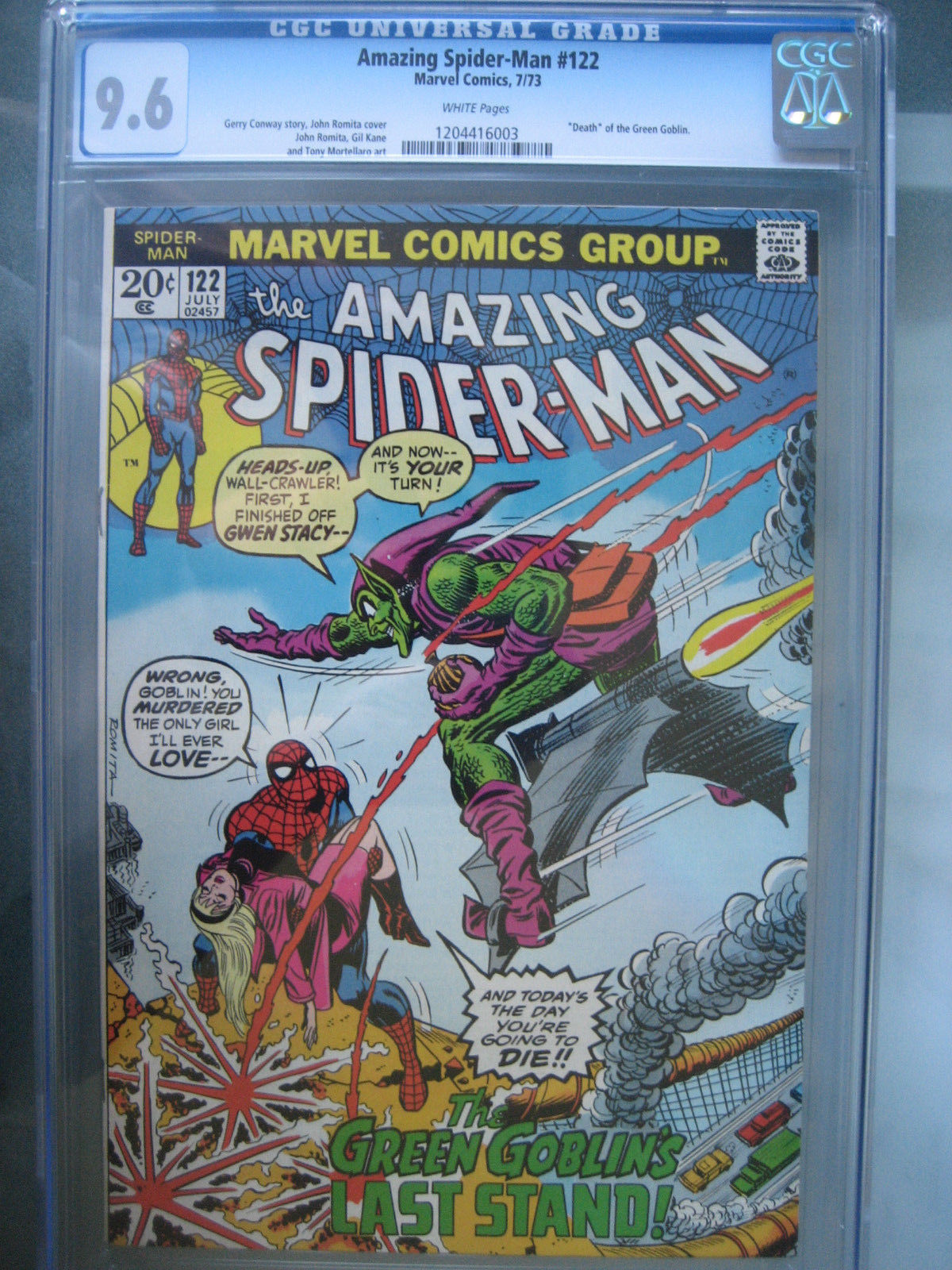 Amazing Spider-Man #122 CGC 9.6 White **Death Green Goblin** Marvel Comics 1973