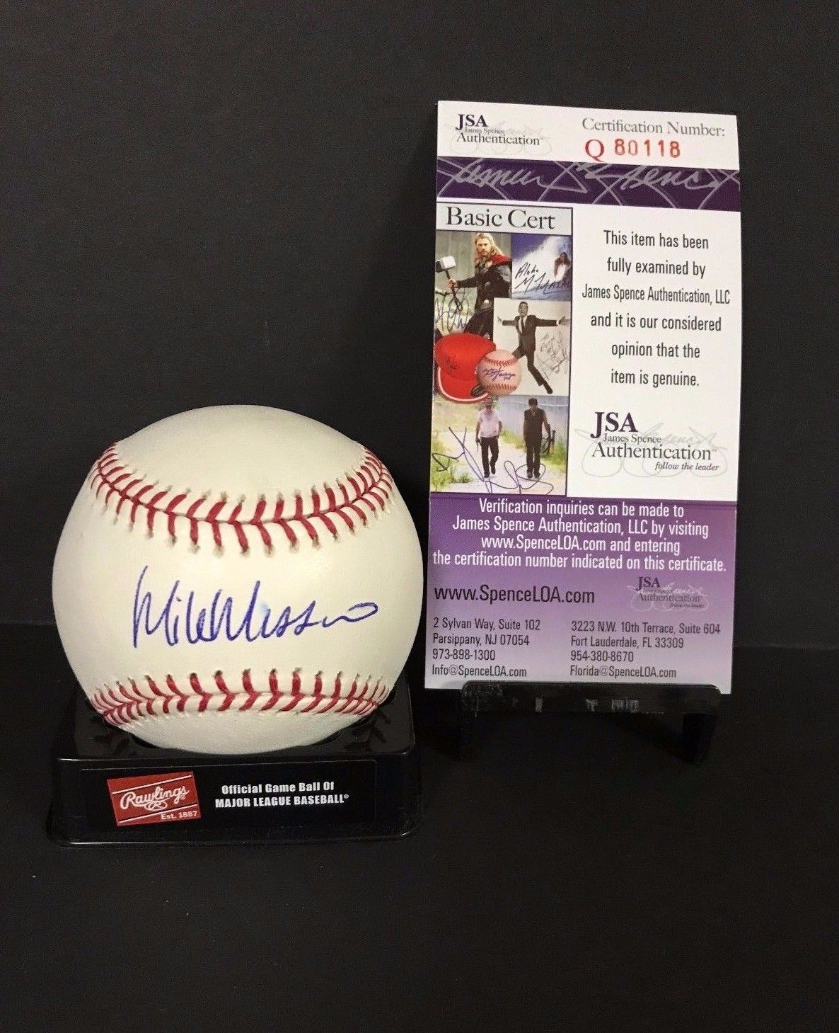 Mike Mussina Signed Auto Autographed ROMLB Baseball JSA COA New York Yankees