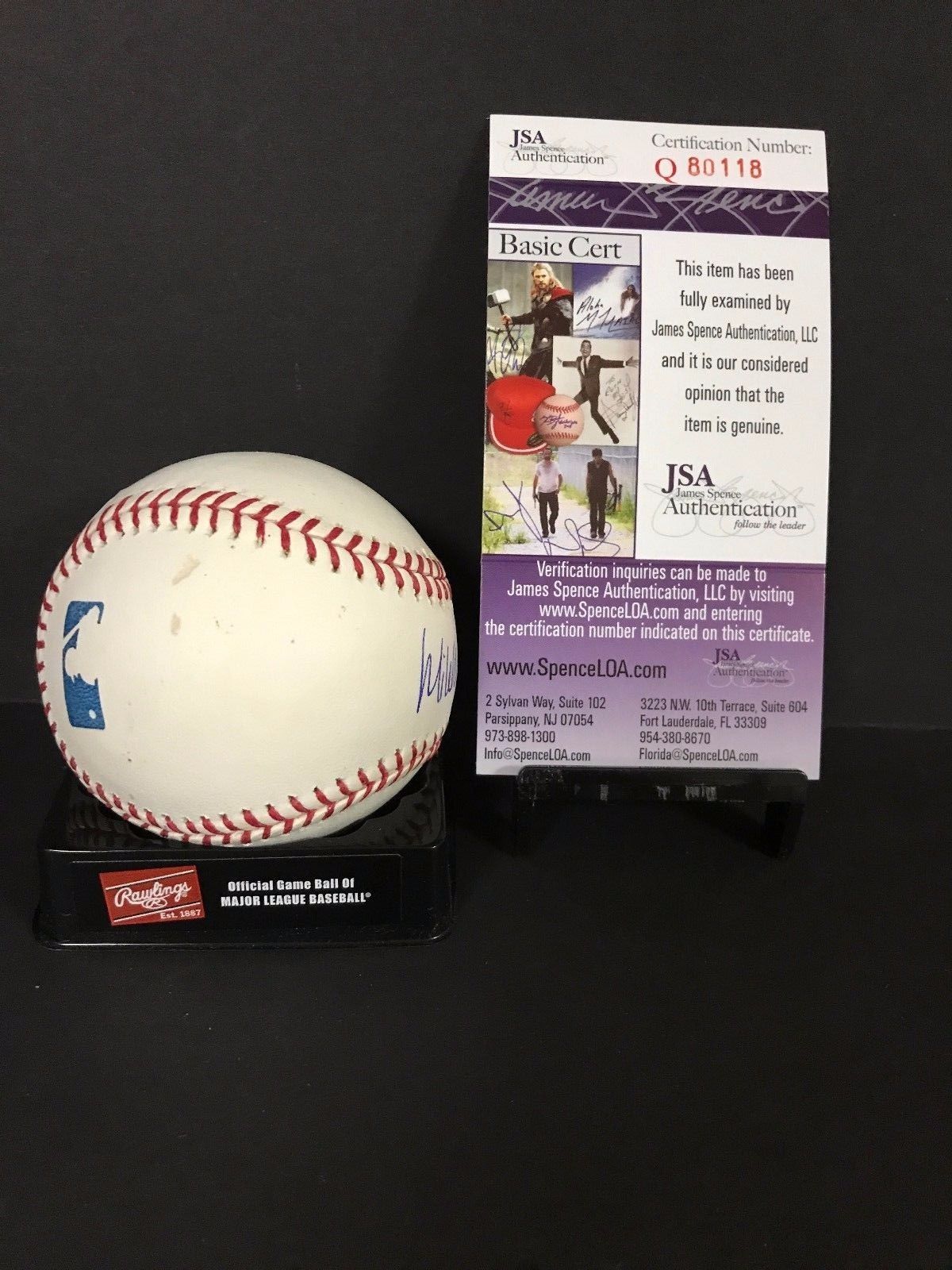 Mike Mussina Signed Auto Autographed ROMLB Baseball JSA COA New York Yankees