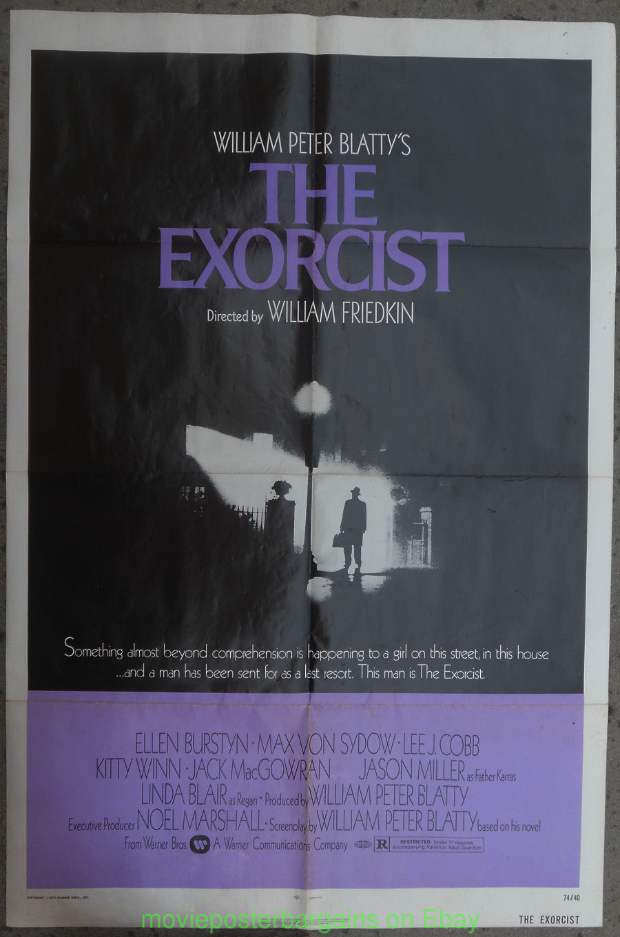 THE EXORCIST MOVIE POSTER Original Folded 27x41 Fine Condition 1974  HORROR!