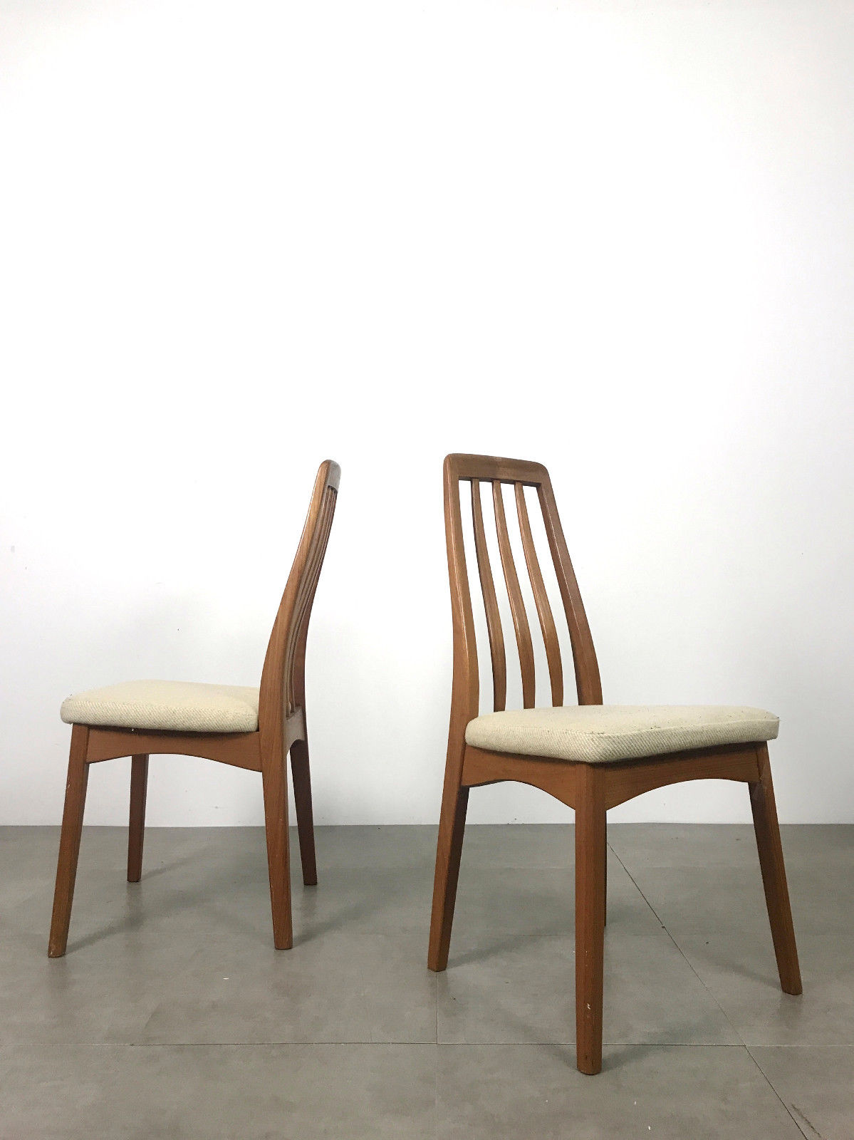 Set 6 Vintage Teak Tall Danish Modern Dining Chairs Mid Century Benny Linden