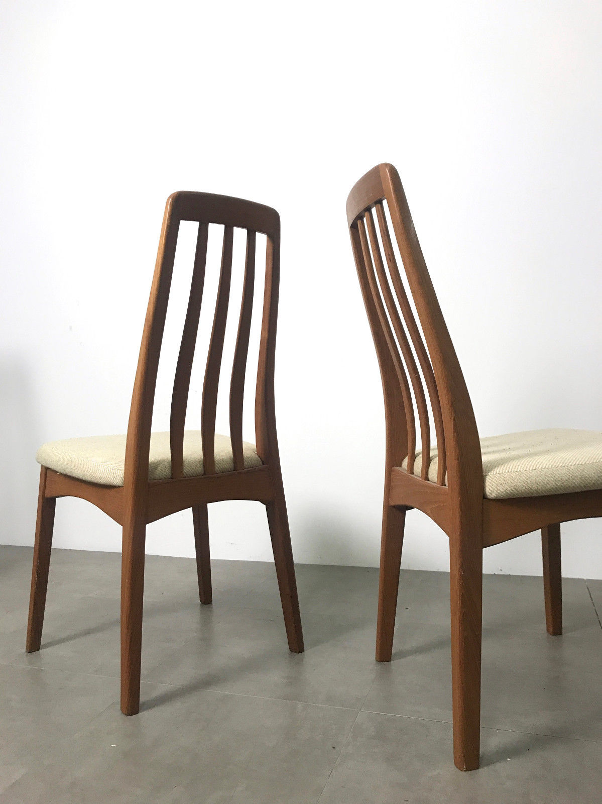 Set 6 Vintage Teak Tall Danish Modern Dining Chairs Mid Century Benny Linden