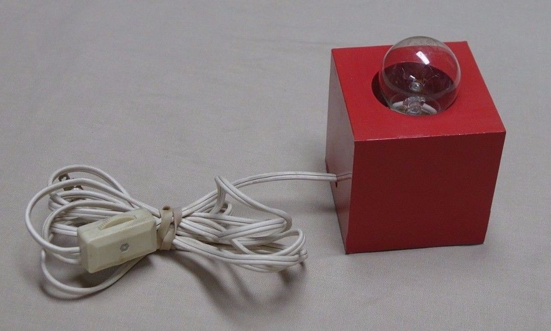 Mid Century Modern Aluminum Red Cube Table Light Lamp