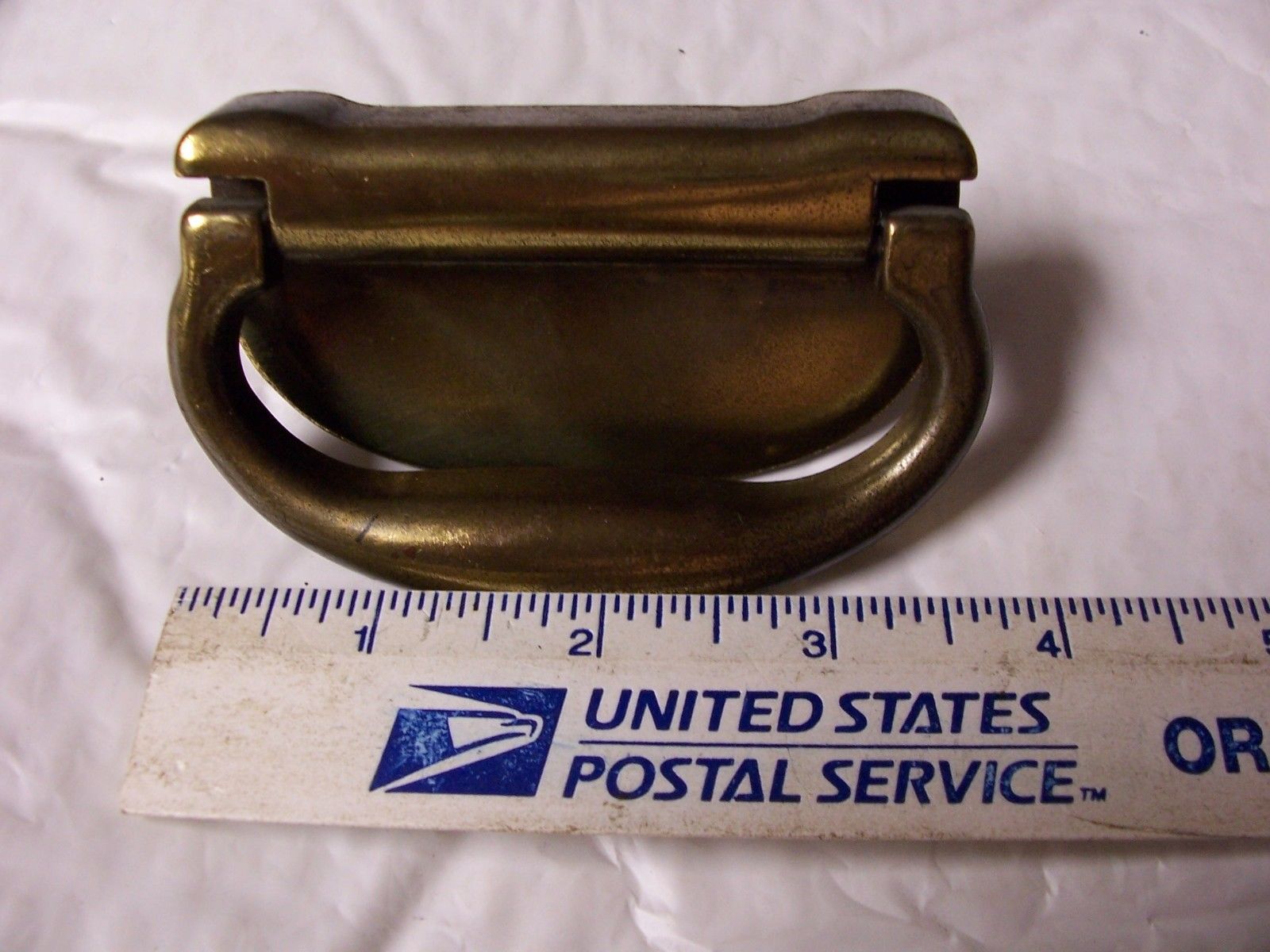 (3) VINTAGE BRASS FINISH DRAWER PULLS / HANDLES -- ORIGINAL SCREWS INCLUDED