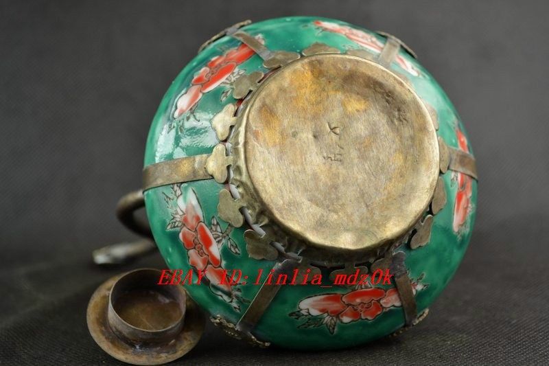 Chinese Old Handwork Silver Jade Dragon Monkey Teapot Q360