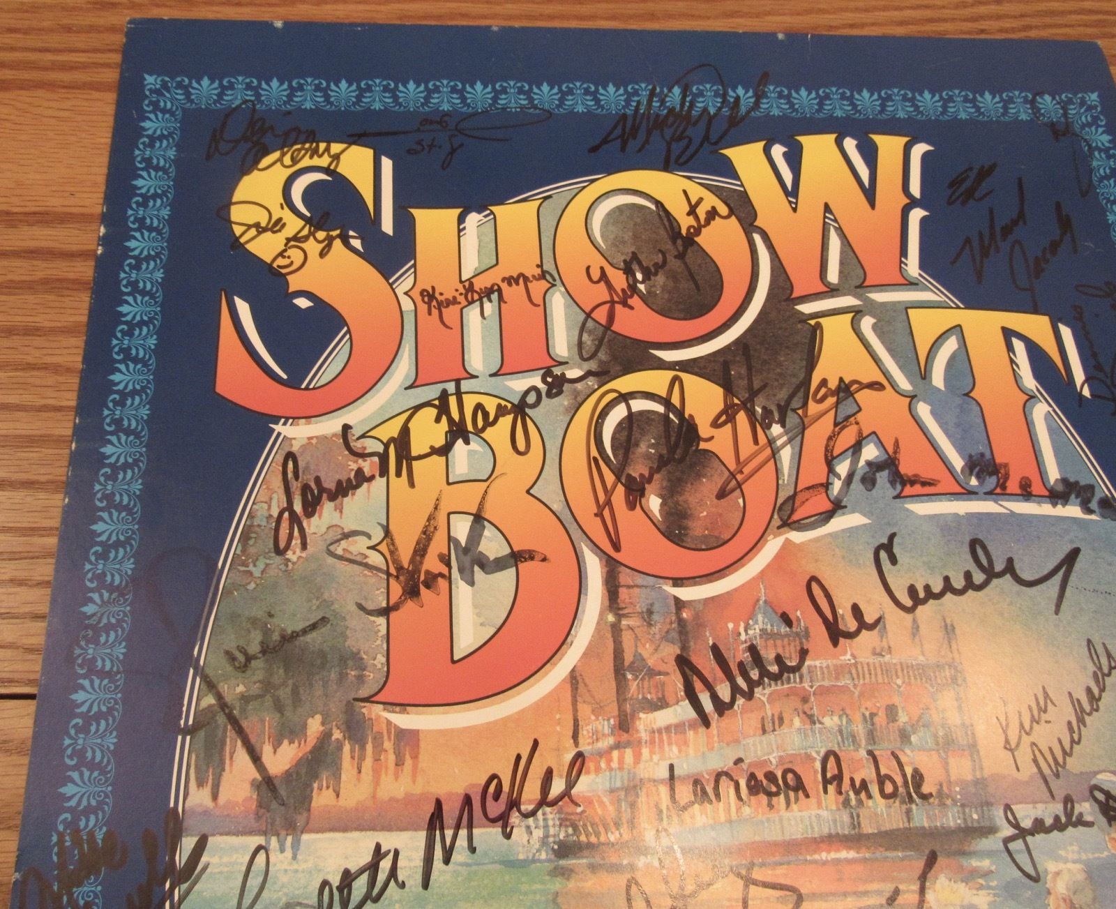 60+ Cast Signed Show Boat Musical poster Gershwin Theatre 1994 Elaine Stritch