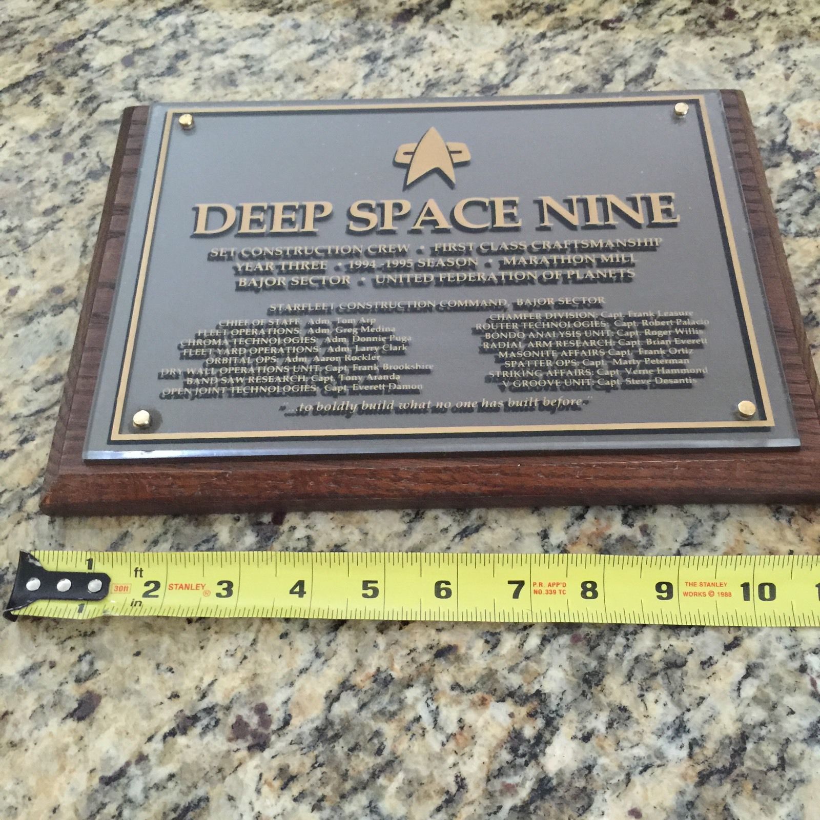 star trek cast and crew plaque  Ds9.  Deep Space 9