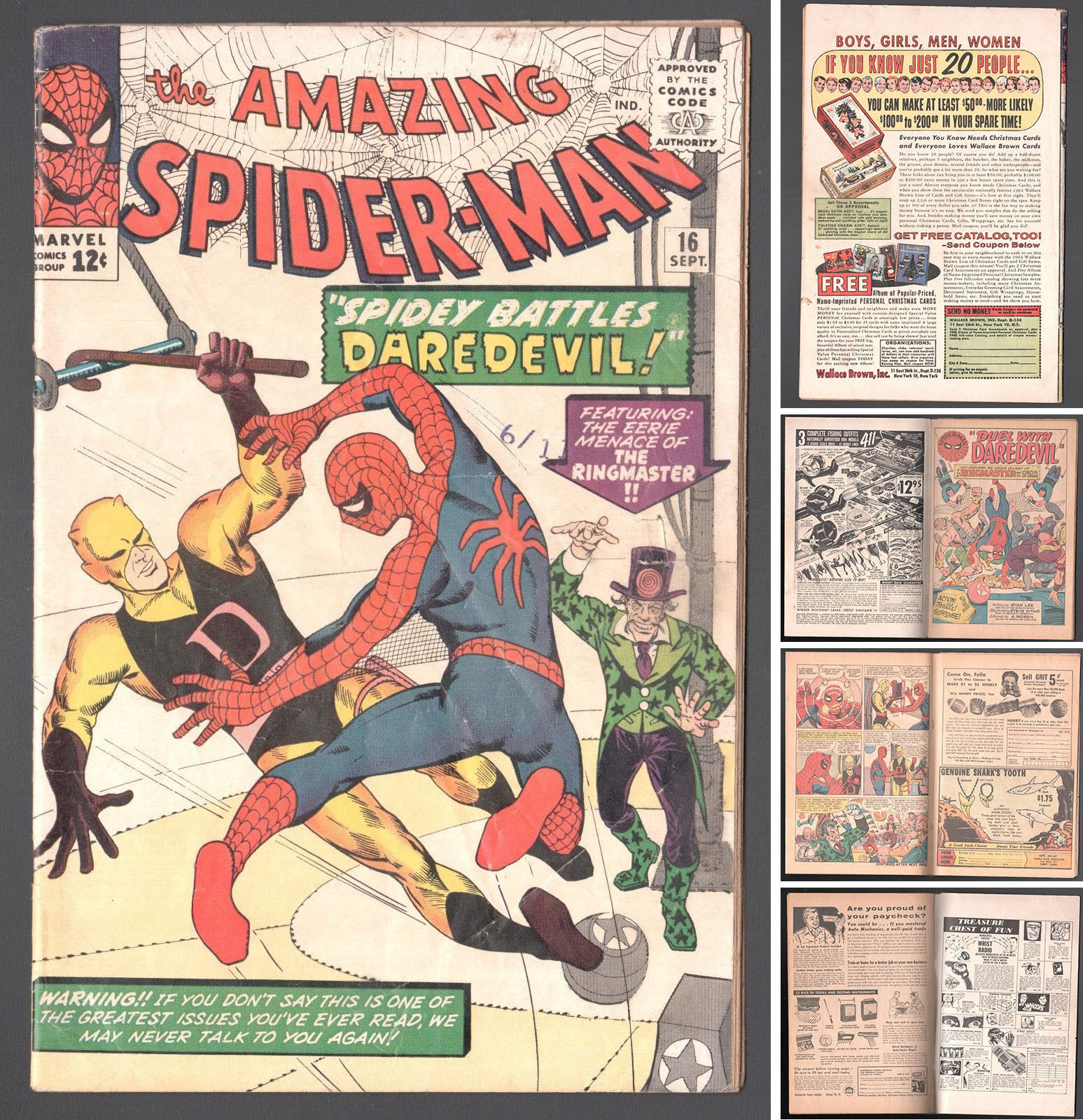 The Amazing Spider-Man #16 (1963 Series) Yellow Costume Daredevil Sep 1964 VG-