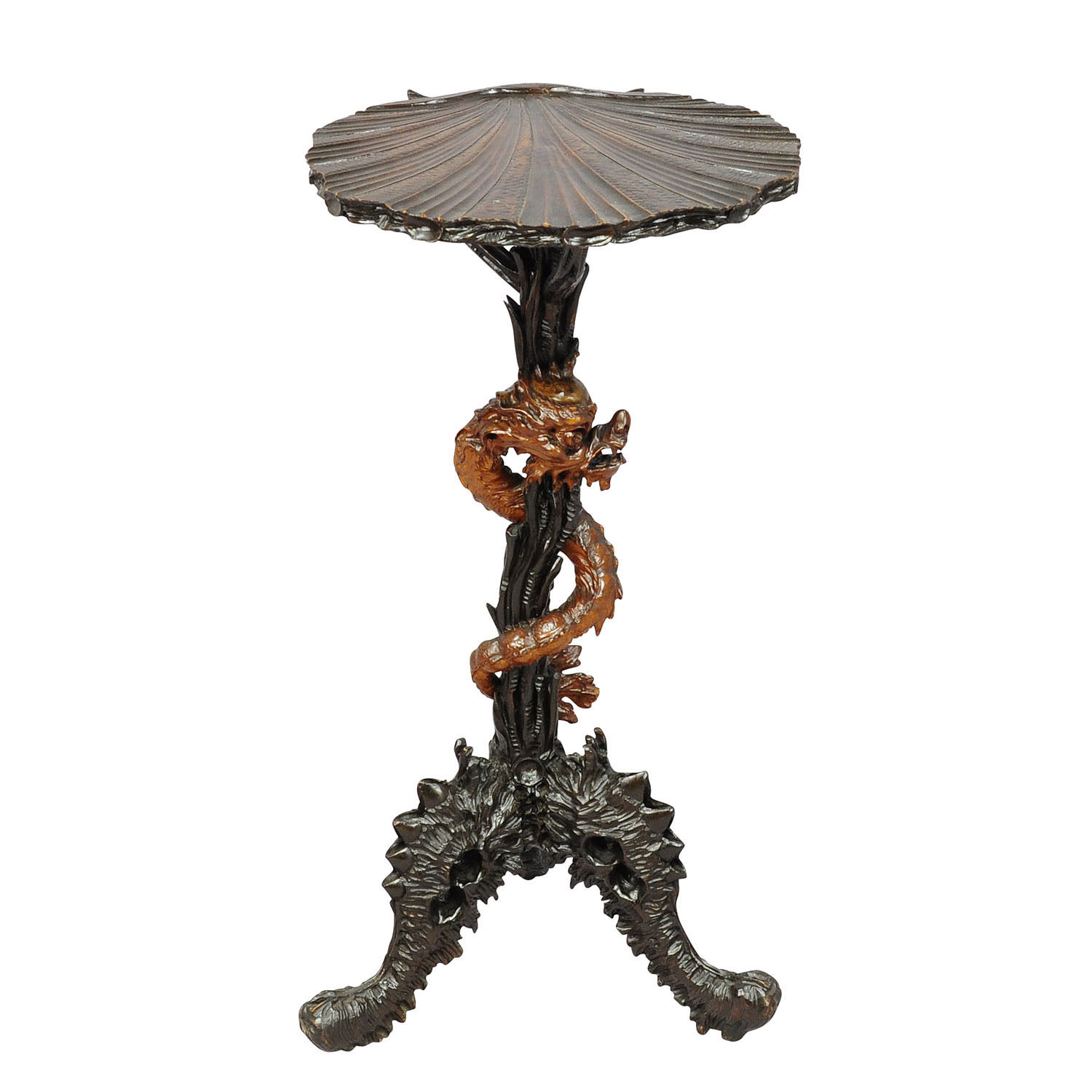antique carved wooden dragon side table after Viardot ca. 1890