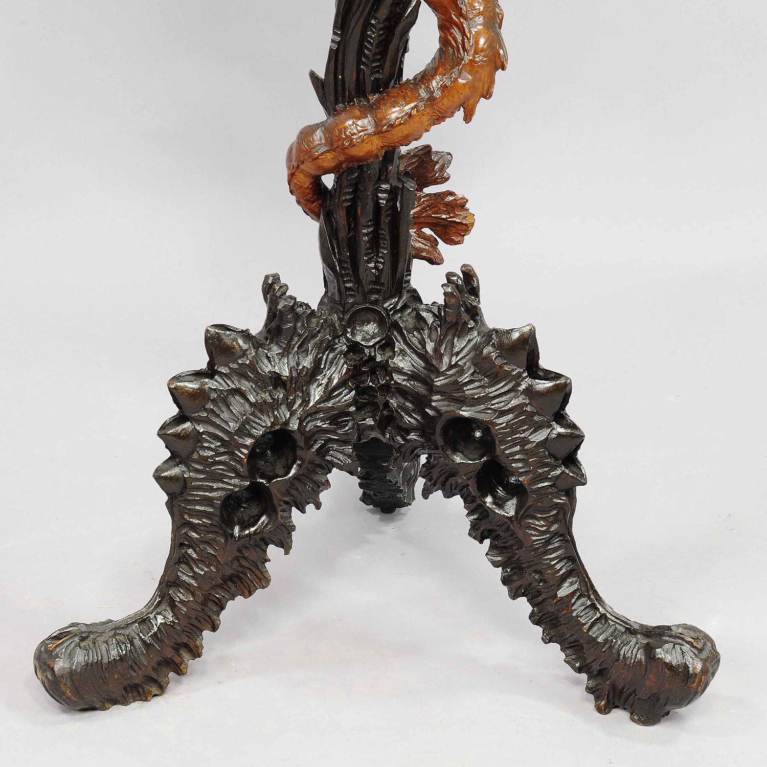 antique carved wooden dragon side table after Viardot ca. 1890