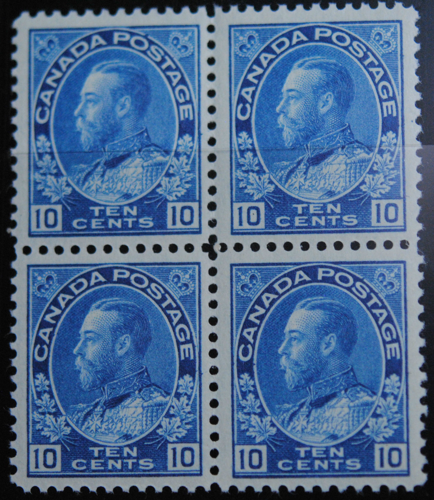 Canada Stamps SC#117 VF MNH BLOCK of 4 SCV$960 Admirals Ten Cents Blue