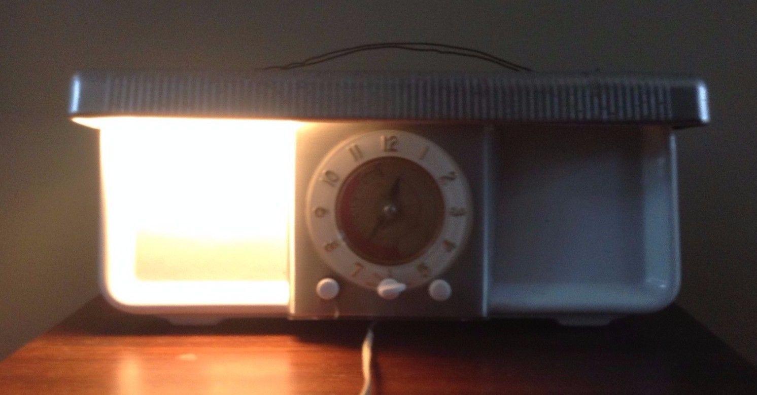 Antique VTG General Electric Range Timer With Light Stove Top Oven White Chrome