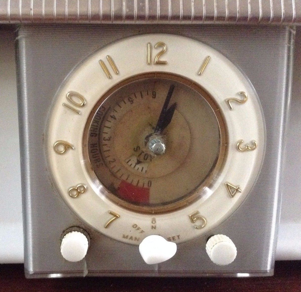 Antique VTG General Electric Range Timer With Light Stove Top Oven White Chrome