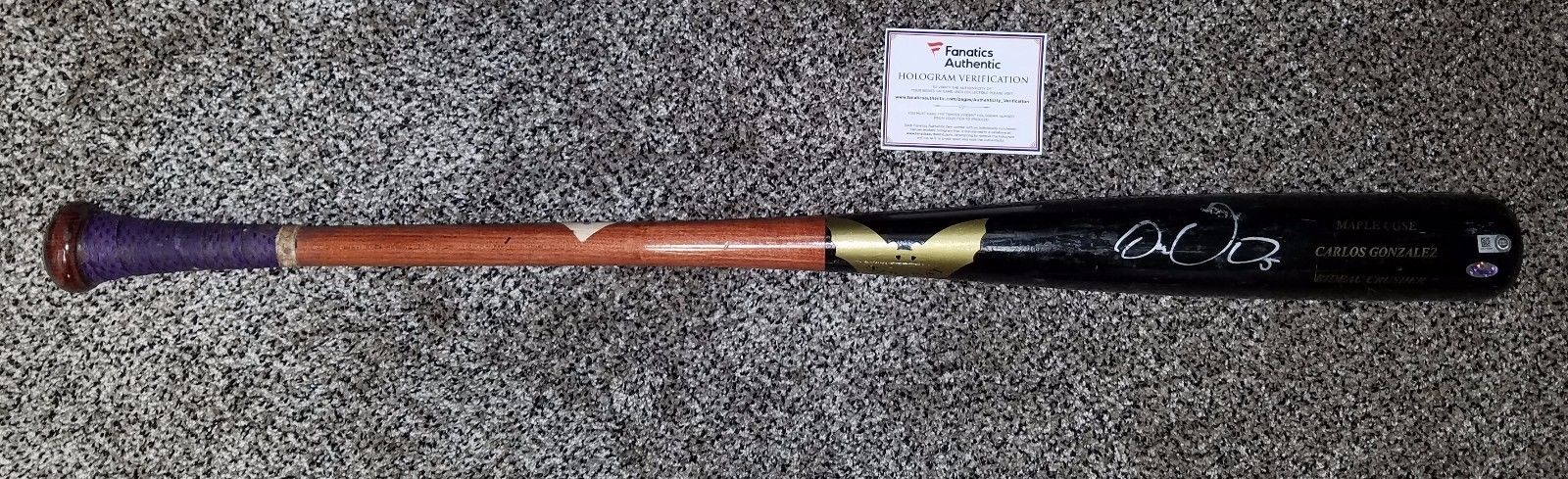 Carlos Gonzalez 2014 Autographed Game Used BAT MLB Authenticated Rockies rare
