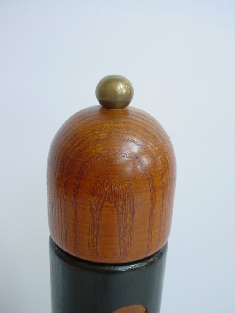 Vintage Mid Century Peugeot Lion Teak Wood "Circles" Pepper Mill Grinder Dansk?