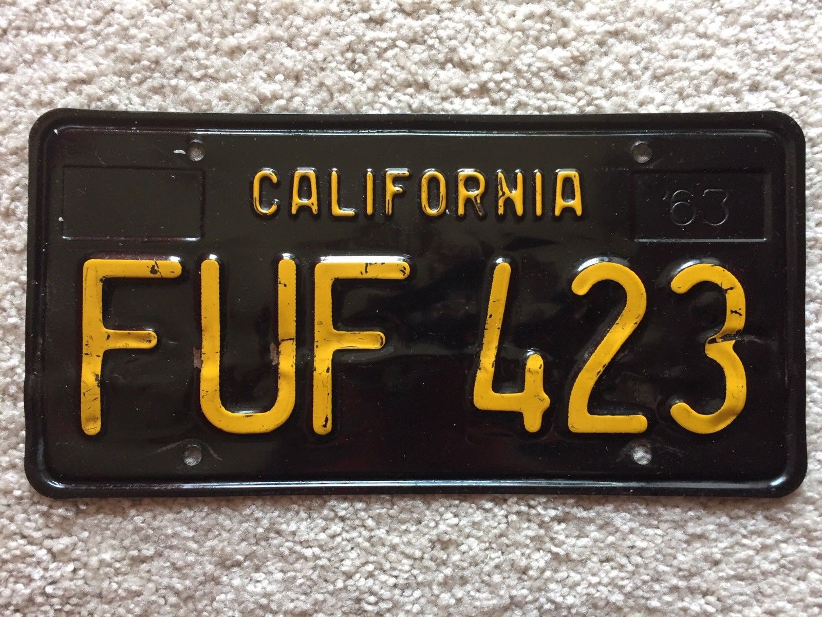 1963 CALIFORNIA license plate - BRILLIANT GLOSSY antique vintage auto tag!