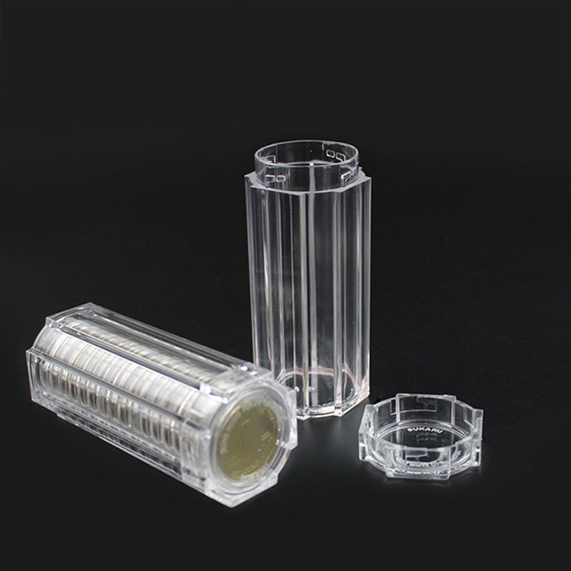 Plastic clear capsule box collection tube holder case storage for 30mm coins