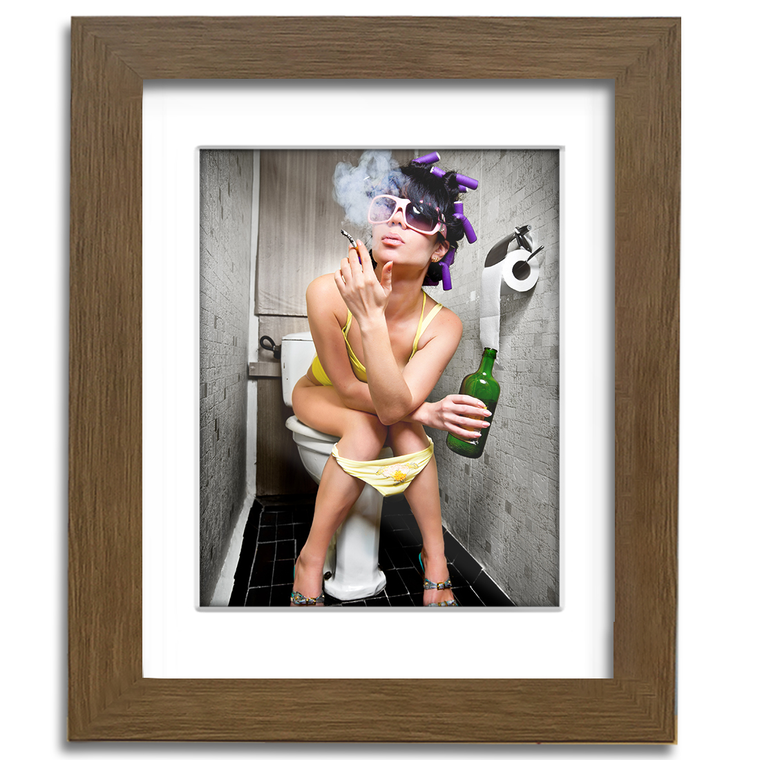 Girl Smoking on Toilet Colour – Street Art – professionally Framed art print ...