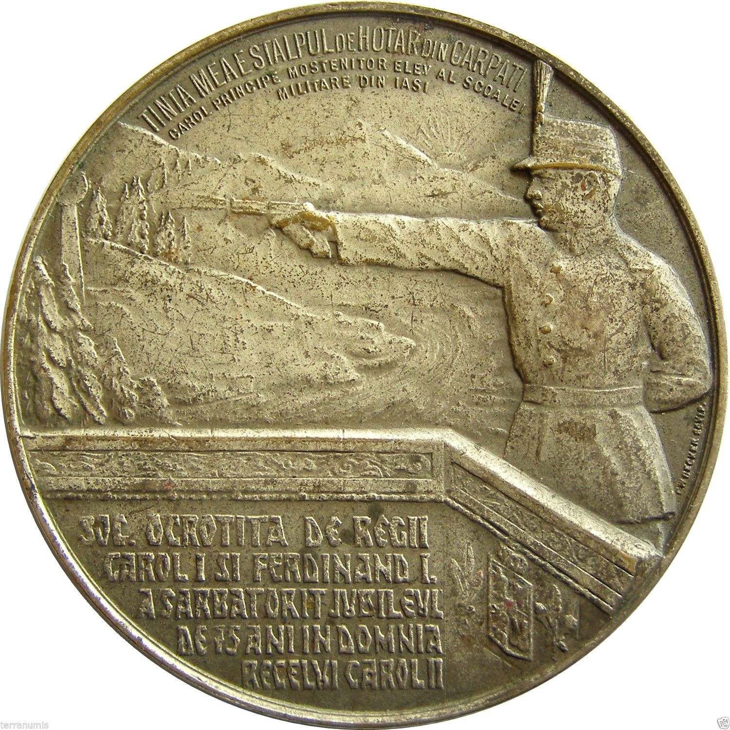 b323 ROMANIA 1937 ROMANIAN SOCIETY OF SHOOTING BRONZE MEDAL