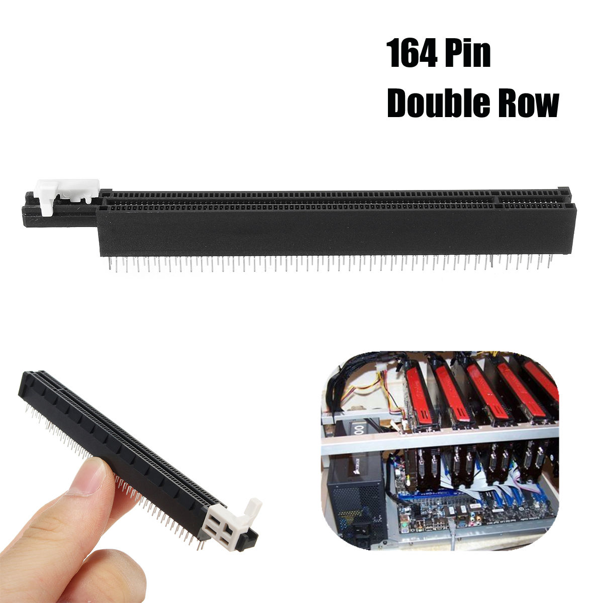 Two Row PCIE PCI-E 16X 164Pin DIP Slot Video Riser Card Socket Connector Adapter