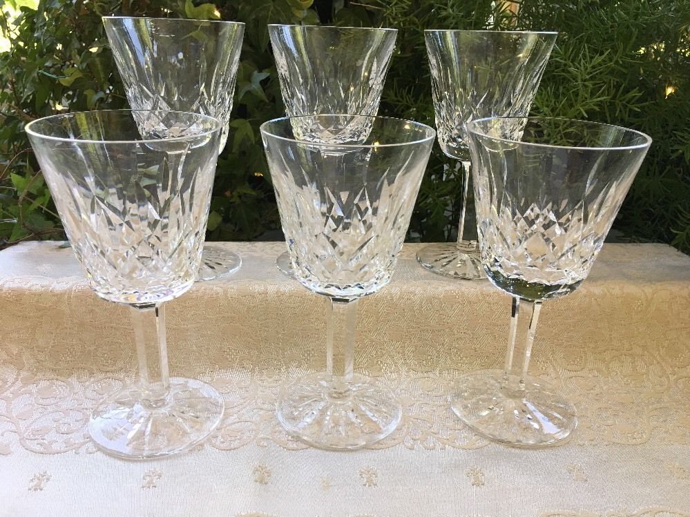 Set Of 6 Waterford Crystal Wine Glass Lismore - Claret 5 7/8" Vintage Irish