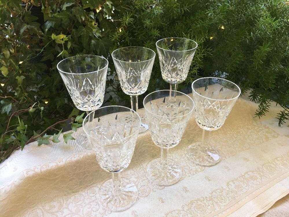 Set Of 6 Waterford Crystal Wine Glass Lismore - Claret 5 7/8" Vintage Irish