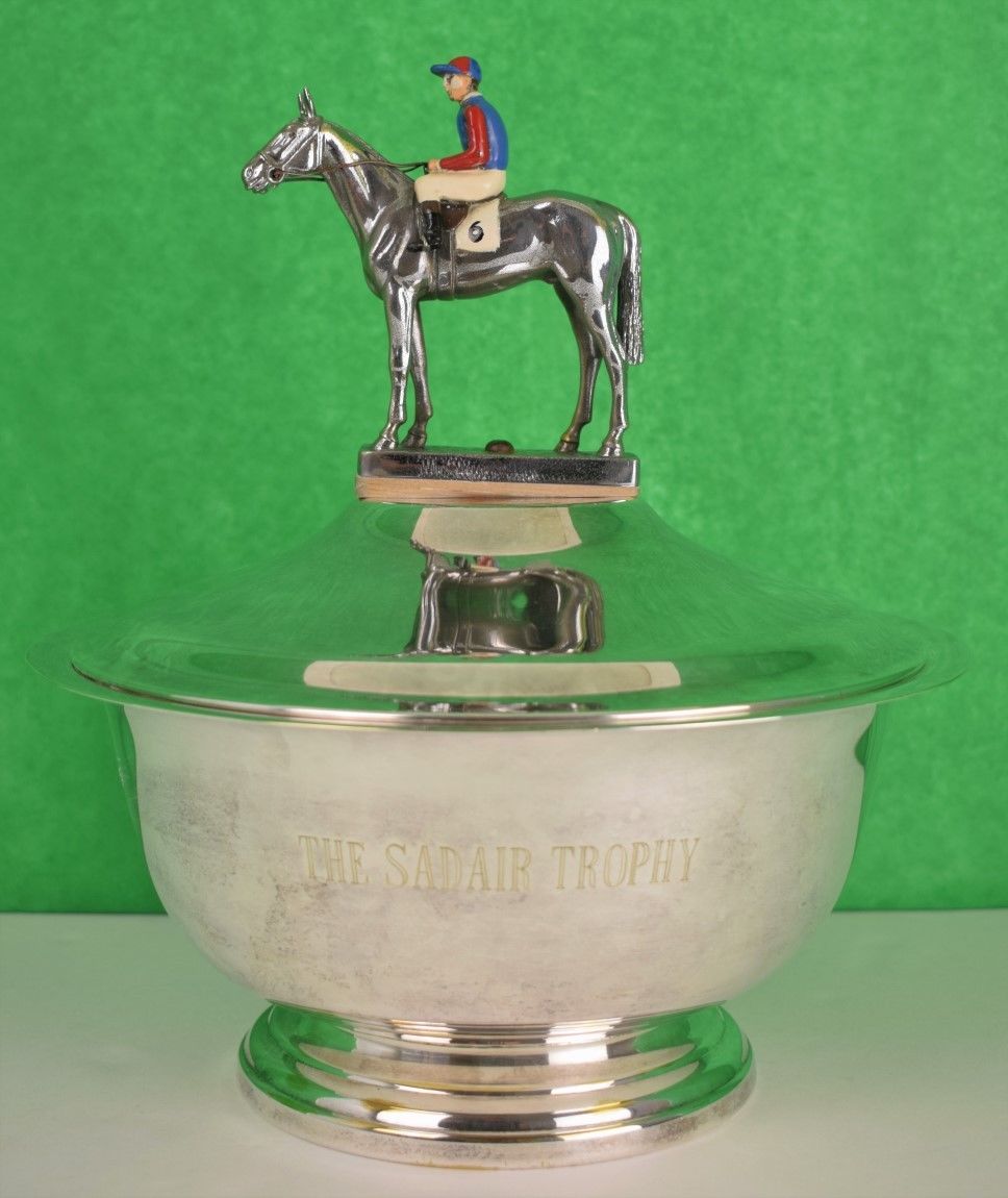 The Sadair Trophy w Lejeune Chrome Car Mascot in Bristol Silver by Poole!~