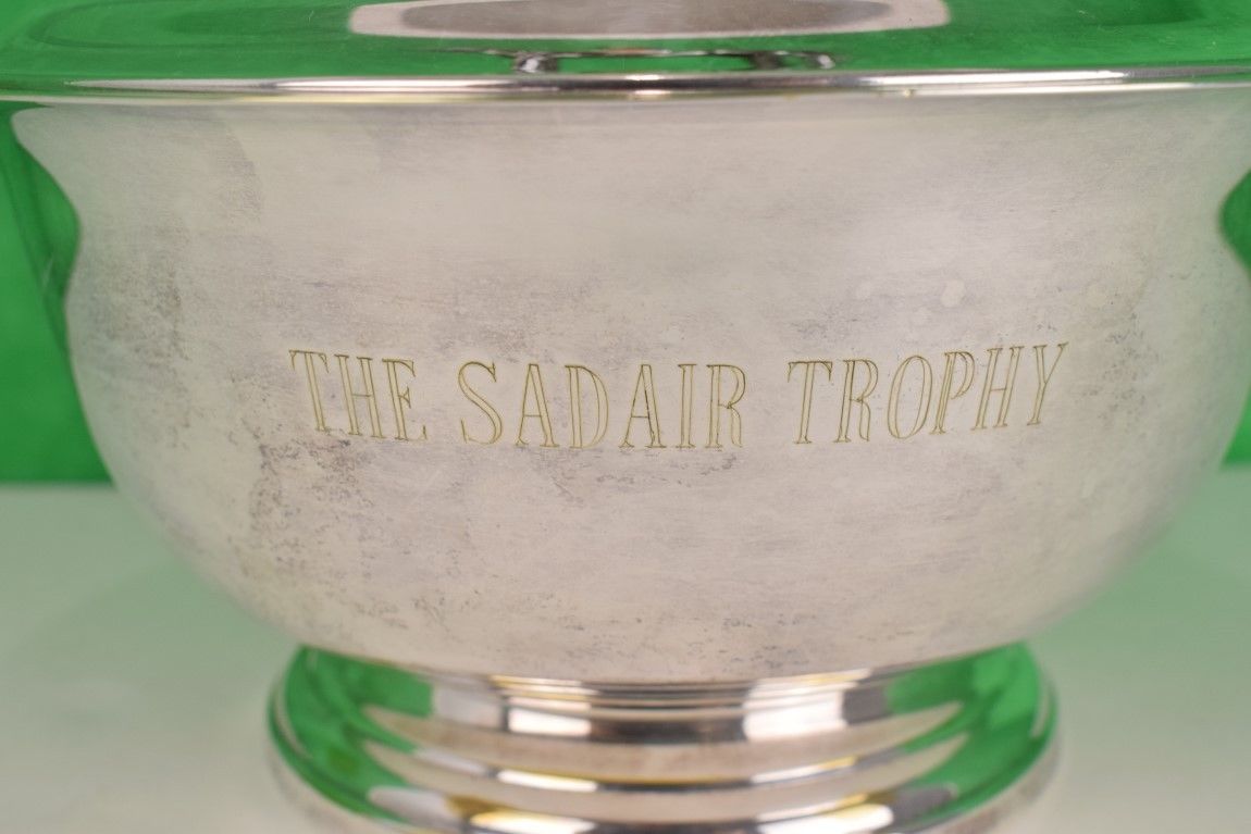 The Sadair Trophy w Lejeune Chrome Car Mascot in Bristol Silver by Poole!~