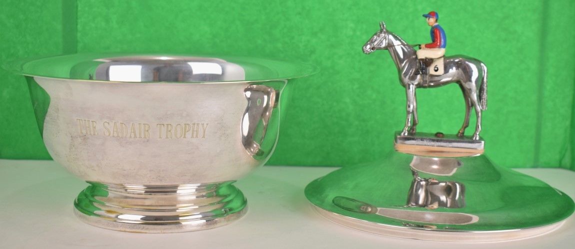 The Sadair Trophy w Lejeune Chrome Car Mascot in Bristol Silver by Poole!~