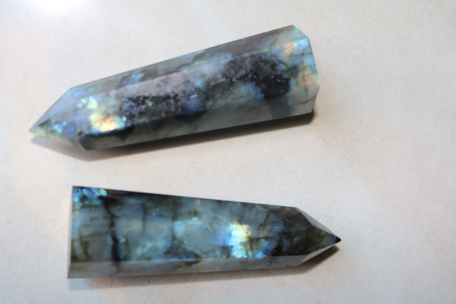 458g 8pcs Natural labradorite QUARTZ CRYSTAL WAND POINT Healing #011