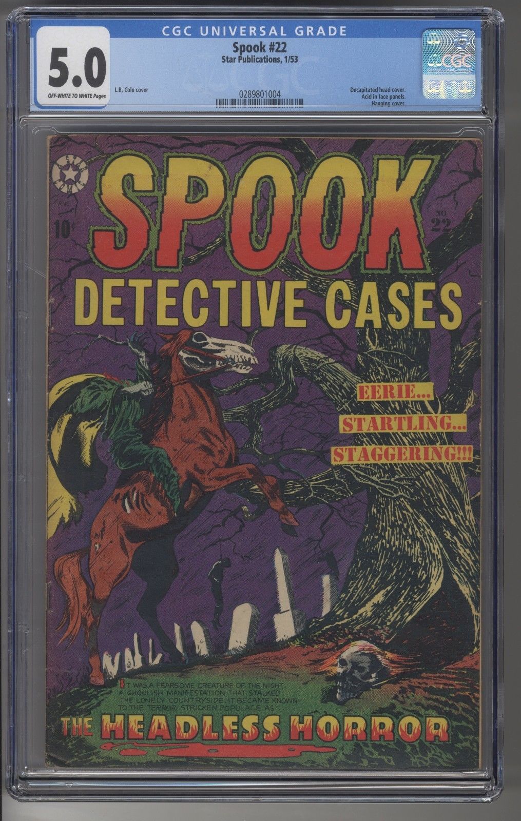 SPOOK #22 CGC 5.0 Golden Age Pre-Code HORROR LB Cole ART Decapitated Head cover