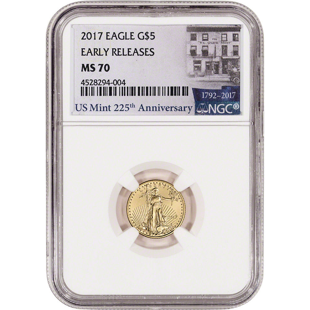 2017 American Gold Eagle (1/10 oz) $5 - NGC MS70 - Early Releases - 225th Label