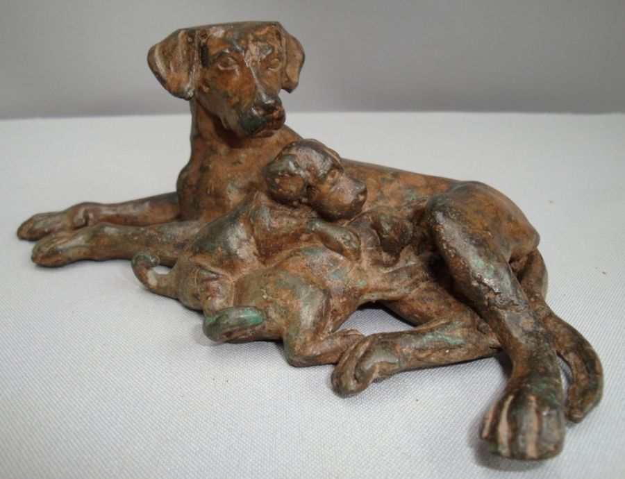 Statue Sculpture Dog Wildlife Art Deco Style Art Nouveau Style Bronze Signed