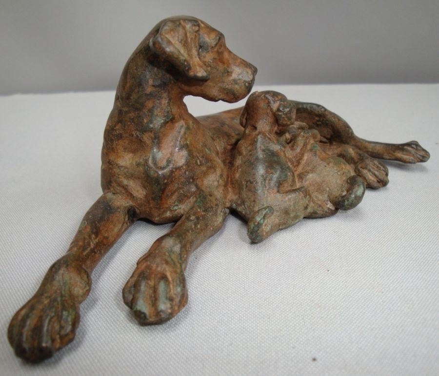 Statue Sculpture Dog Wildlife Art Deco Style Art Nouveau Style Bronze Signed