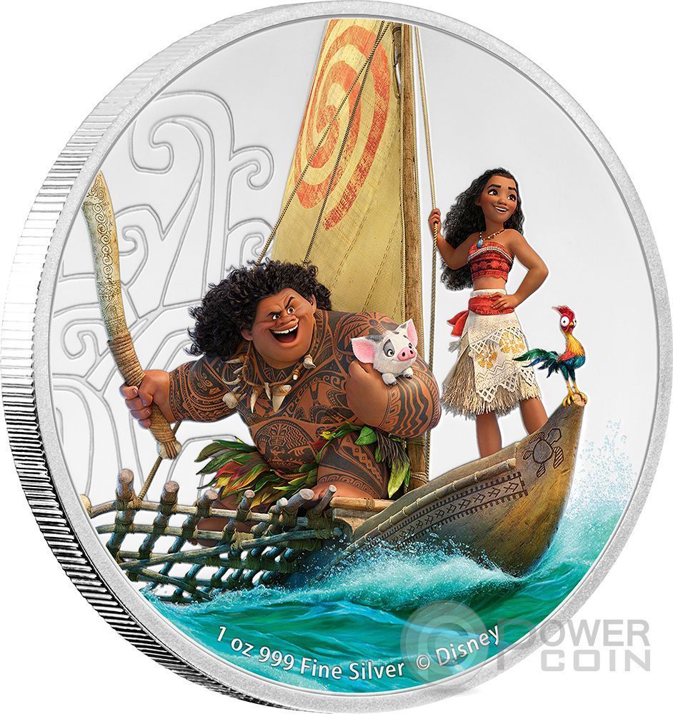 MOANA Disney Princess 1 Oz Silver Coin 2$ Niue 2017