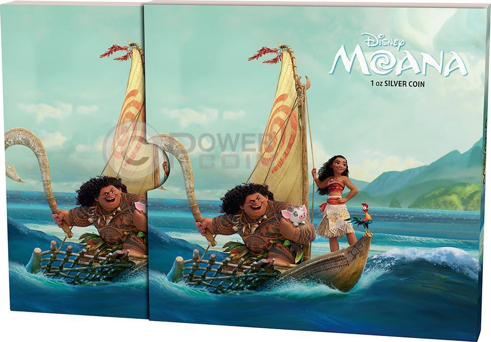 MOANA Disney Princess 1 Oz Silver Coin 2$ Niue 2017