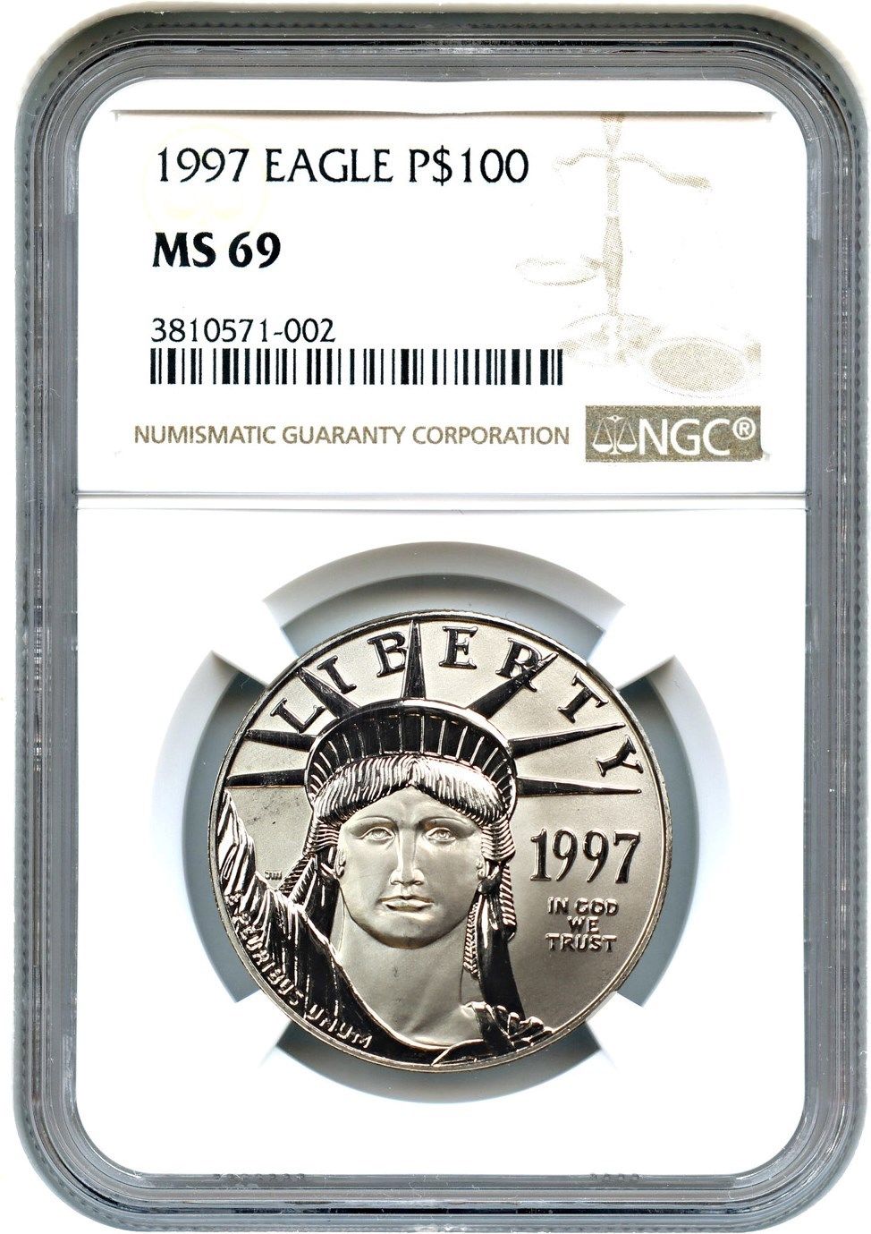 1997 Platinum Eagle $100 NGC MS69 - Statue Liberty 1 oz