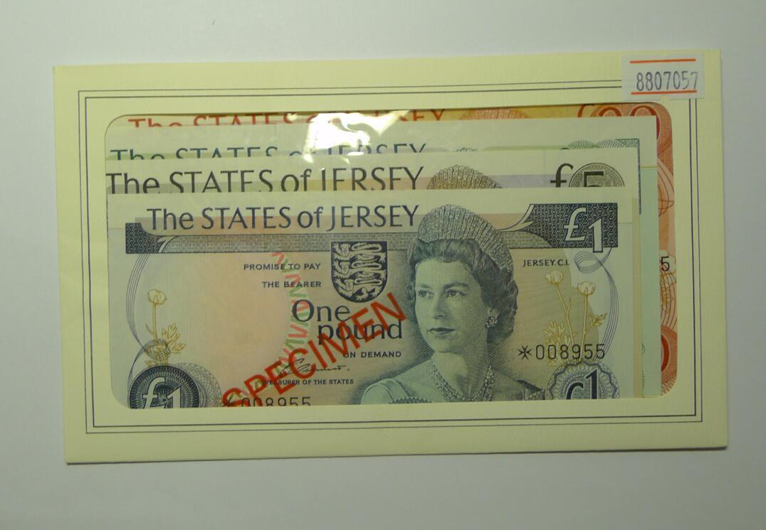 State of Jersey 1 5 10 20 Pounds Specimen Banknote Franklin Mint UNC